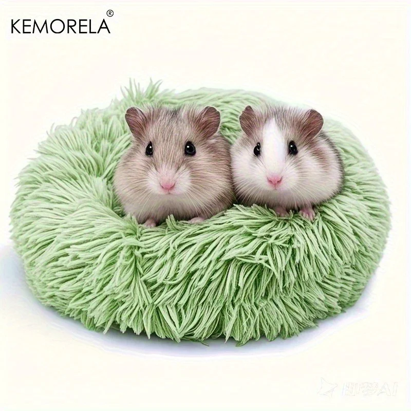 1 Stück ultraweiches Plüsch-Haustiernest, gemütliches warmes Hamster-Schlafbett, rutschfeste Unterseite, isolierte Polsterung für Guinea und andere kleine Tiere – Detail 1