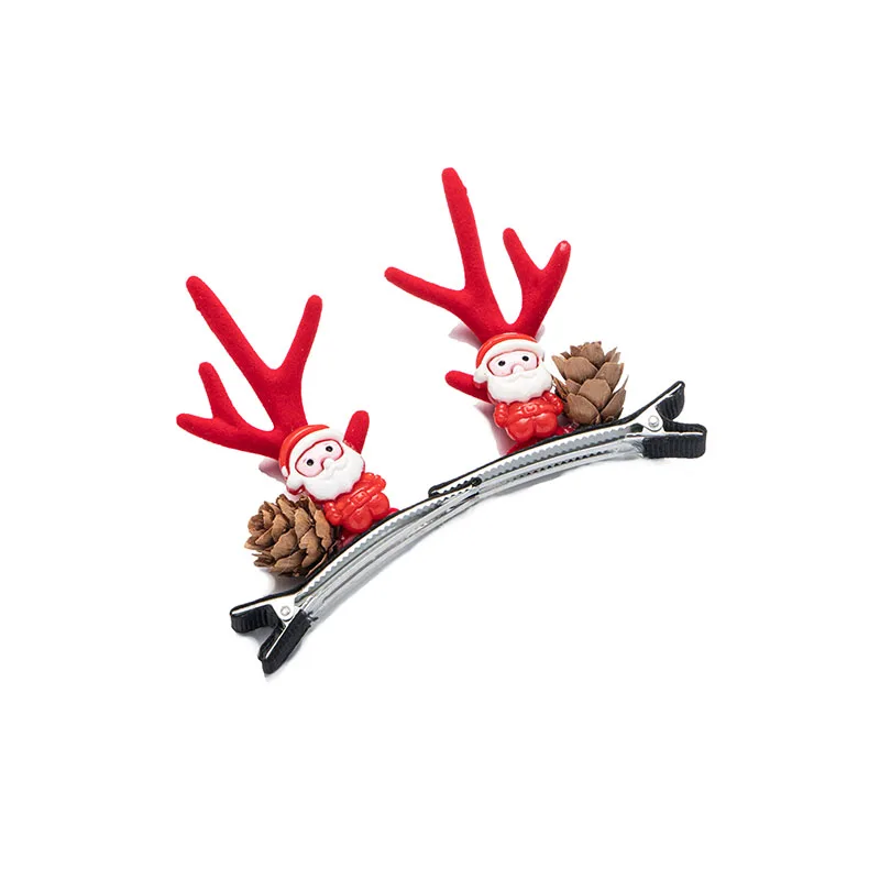 2pcs/Set Kawaii Christmas Elk Ear Hair Clip Women Girl Santa Snowman Hairpin Xmas Party Barrettes For Kids Cosplay Headwear