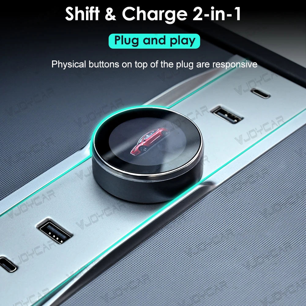 Para Tesla Model 3 Highland New Y Juniper LCD botón de cambio de marchas puertos USB tipo C rendimiento Plug & Play 2 en 1 perilla de carga y cambio