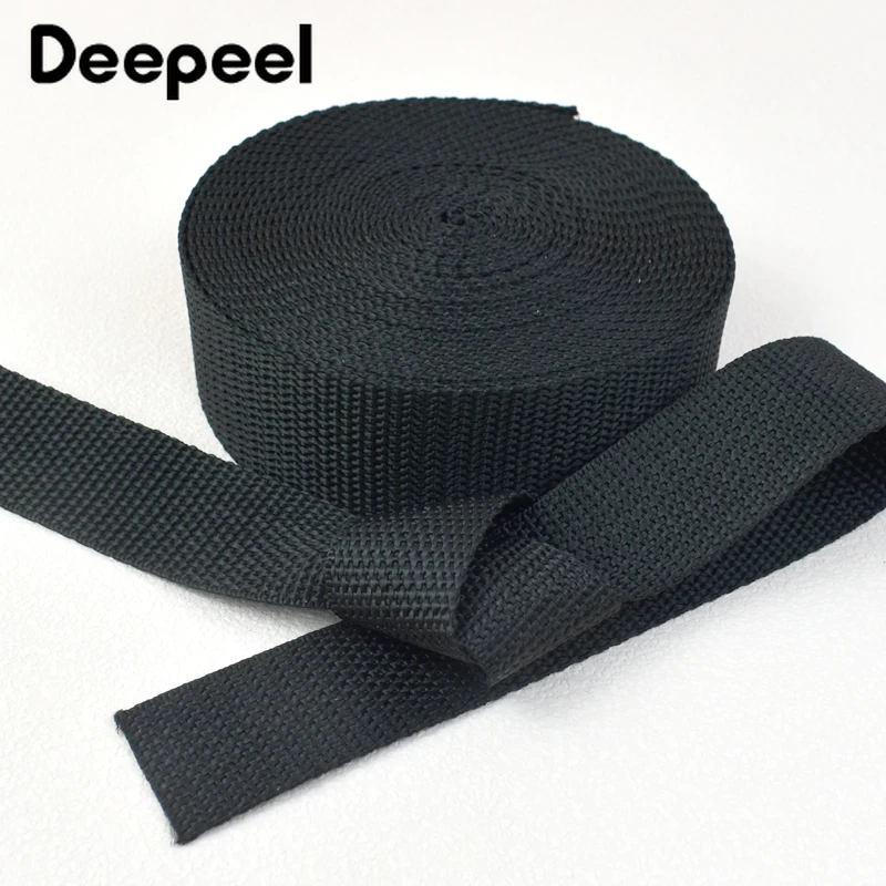 10 metri Deepeel 20-100mm fettuccia in Nylon nero nastro spesso 1.3mm cinghia per bagagli cintura di sicurezza vestiti zaino accessori per cucire