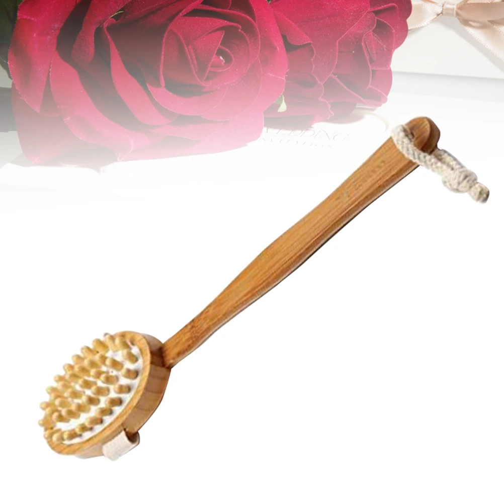 

Dry Brushing Body Massager Detachable Handle Exfoliating Brush for Cellulite Long Oil Massage Tool Wooden Back Scraper Skin