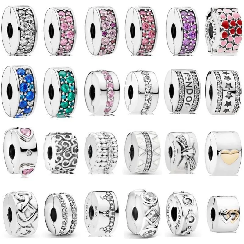 925 silver fashionable mini color fixed clip bead, suitable for women's DIY personalized matching, boutique gift