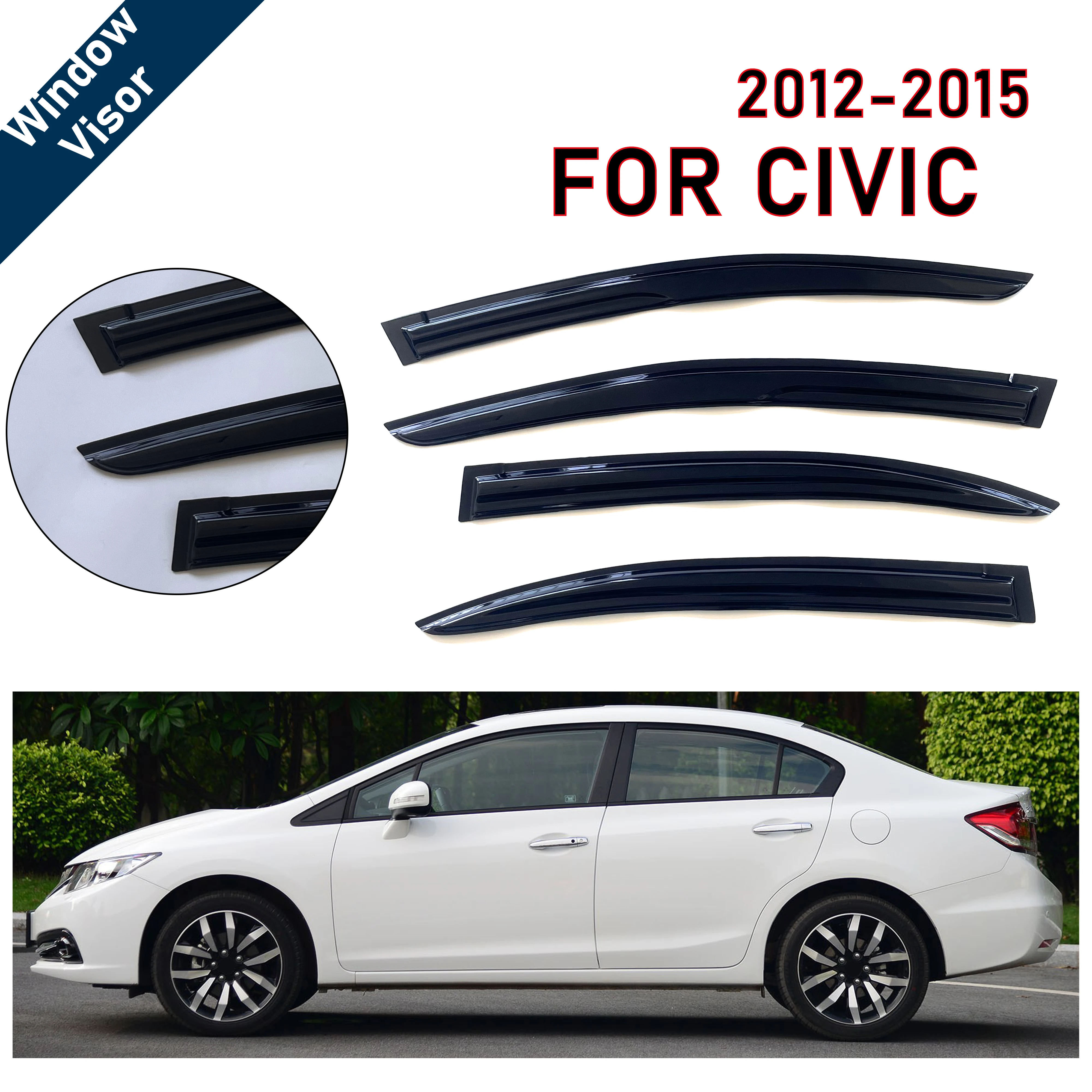 

Оконный козырек для Honda Civic 2012-2015 гг. | 4 шт. дефлектор от дождя | Аксессуар для автомобильного всепогодного щита