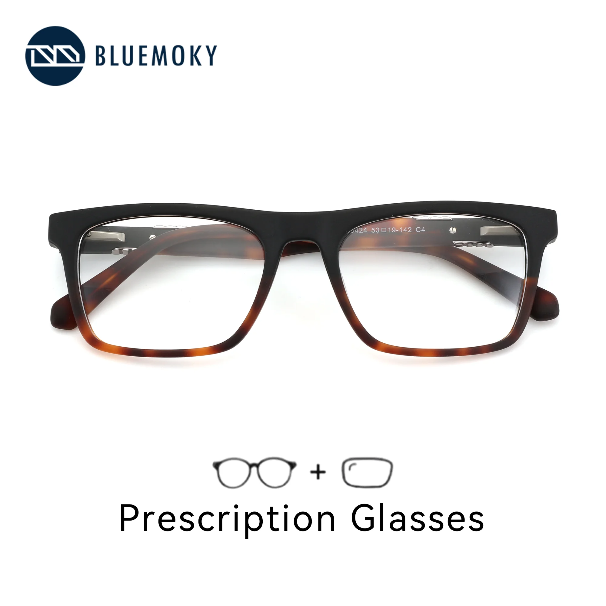 

BLUEMOKY L Size Modish Acetate Prescription Glasses Rectangle Optical Lenses With Recipe Man Myopia Eyeglasses Men