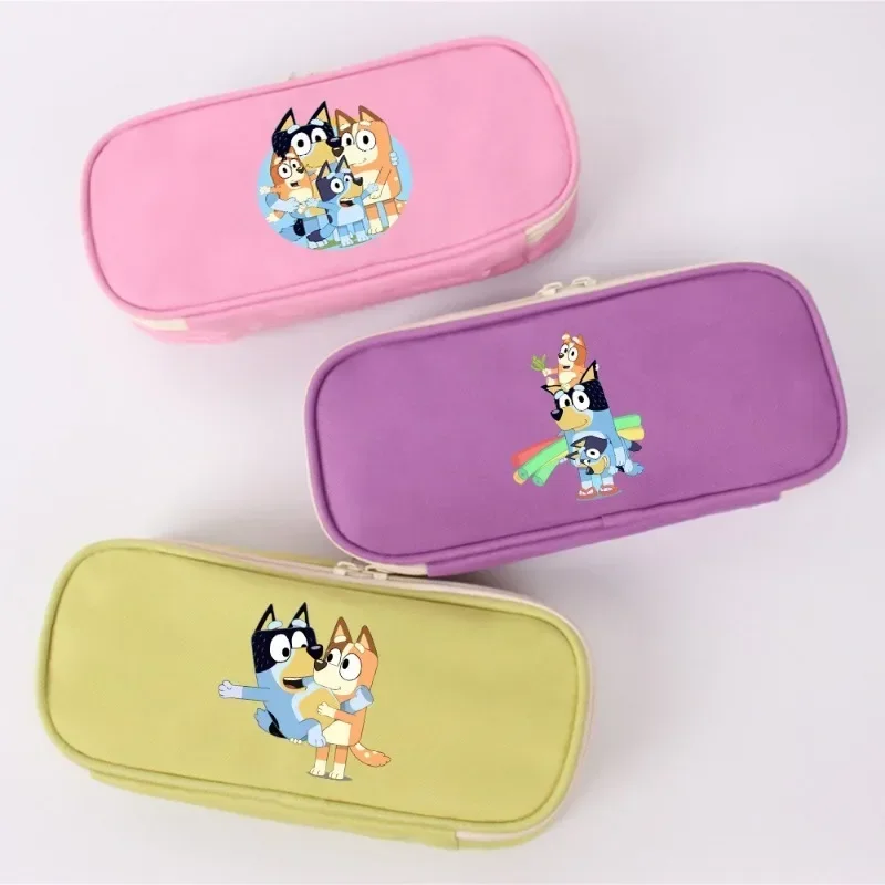 

Bluey Pencil Case Cartoon Bingo Chilli Dog Cute Square Compact Stationery Box Anime Student Portable Storage Pencil Bag Child's