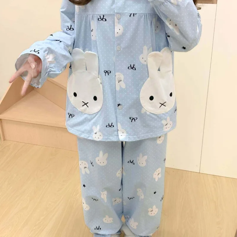 New Miffy Cute Cartoon Sweet Girl Loungewear Long Sleeve & Long Pants Spring/Autumn Homewear Adorable Pockets Bunny Head Design - view 6