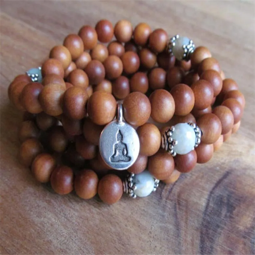 

8mm Sandalwood Mala Buddha Statue Bracelet Teens Trendy Health Beaded Energy 108 Beads Stackable Women Men