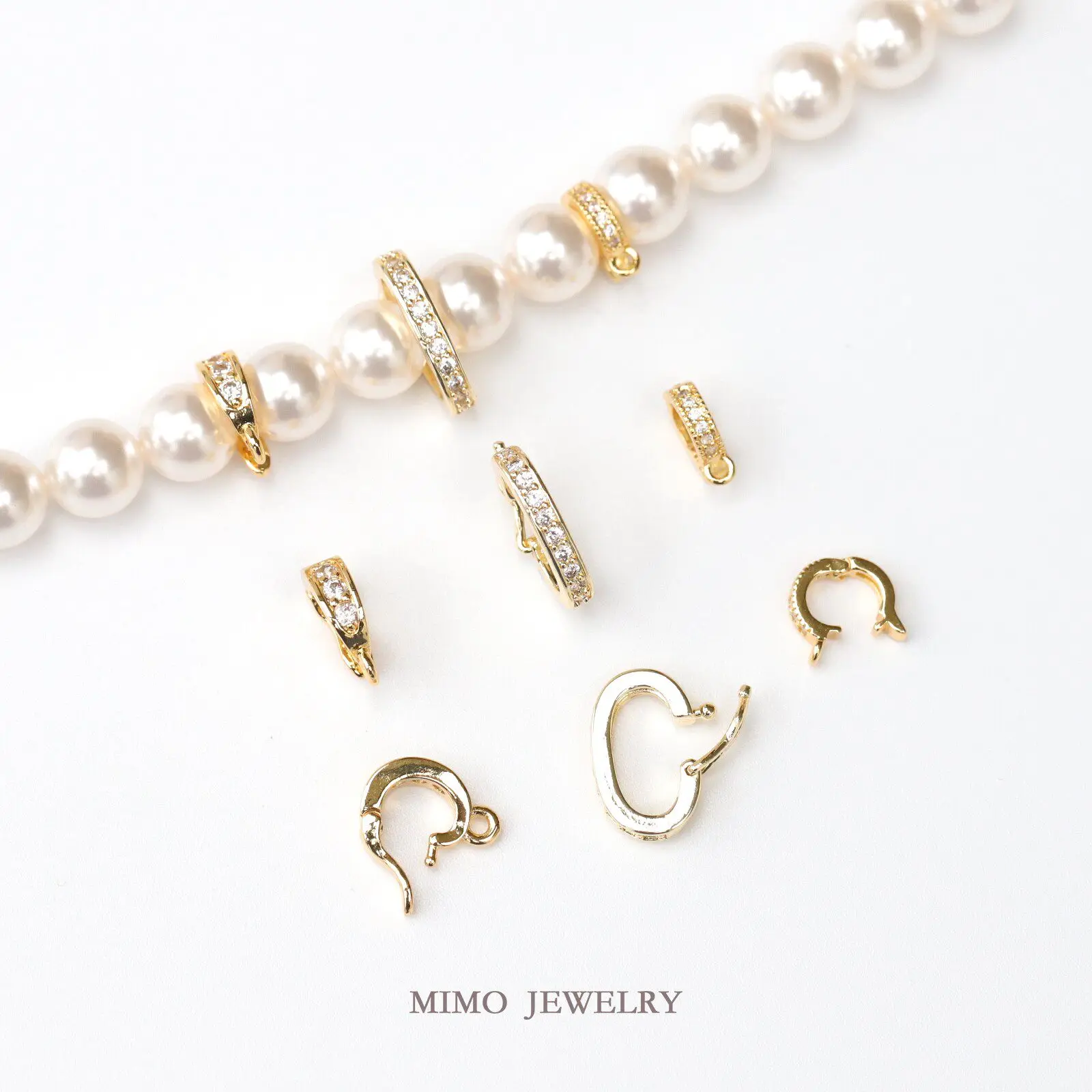 Gold Plated Copper Zircon Opening Melon Seed Pendant Buckle Fastener Clasp DIY Jewelry Making Accessories Buckle For Bracelet