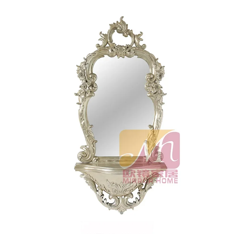 

European-Style Carved Wall Hanging Bathroom Mirror Dressing Bedroom Cosmetic Mirror Living Room Fireplace Hallway Mirror