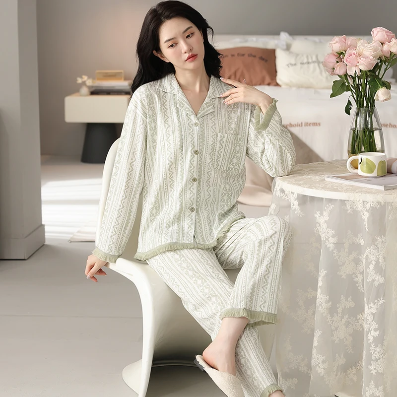 Women Clothes For Autumn Pajamas Sets Big Yards 4XL Sleepwear Letter Leopard Print Long Sleeves Can Be Worn Out Of Home Wear