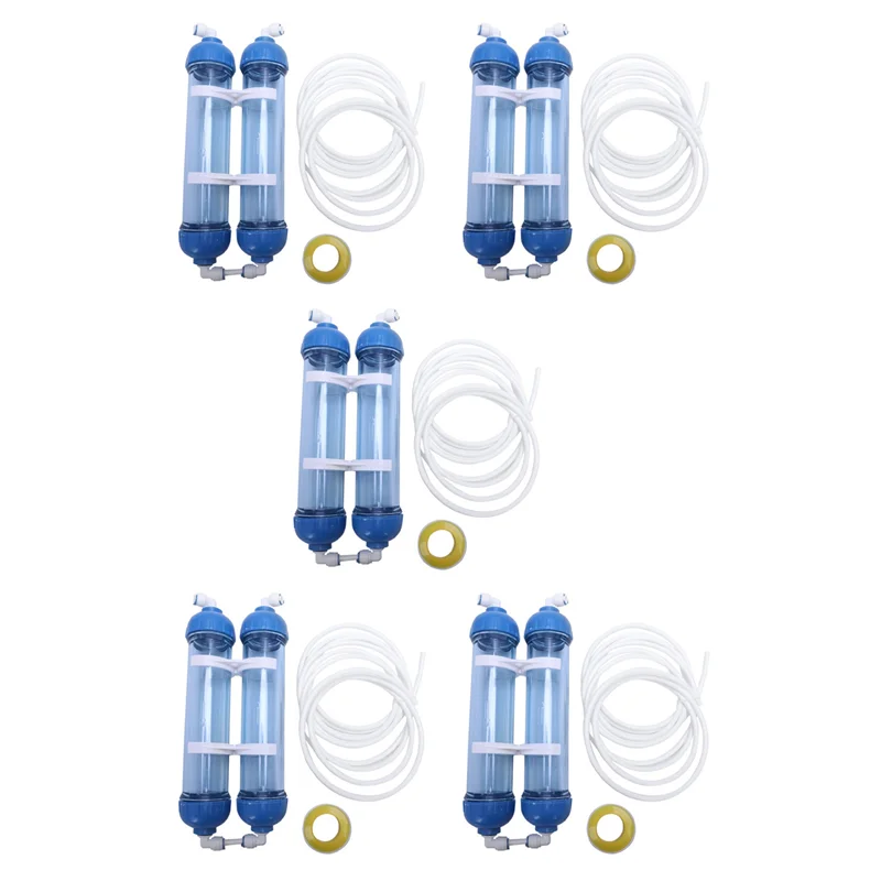 

ABAH-Water Filter 10Pcs T33 Cartridge Housing DIY T33 Shell Filter Bottle 4Pcs Fittings Water Purifier