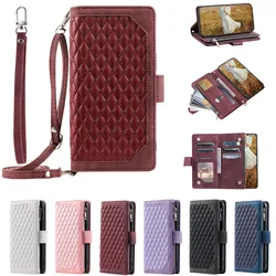 Crossbody Zipper Wallet Case for Samsung Galaxy Wide 6 5 A Quantum 4 Jean 2 Jump 5G Buddy 3 Leather Lanyard Multi 7 Cards Cover