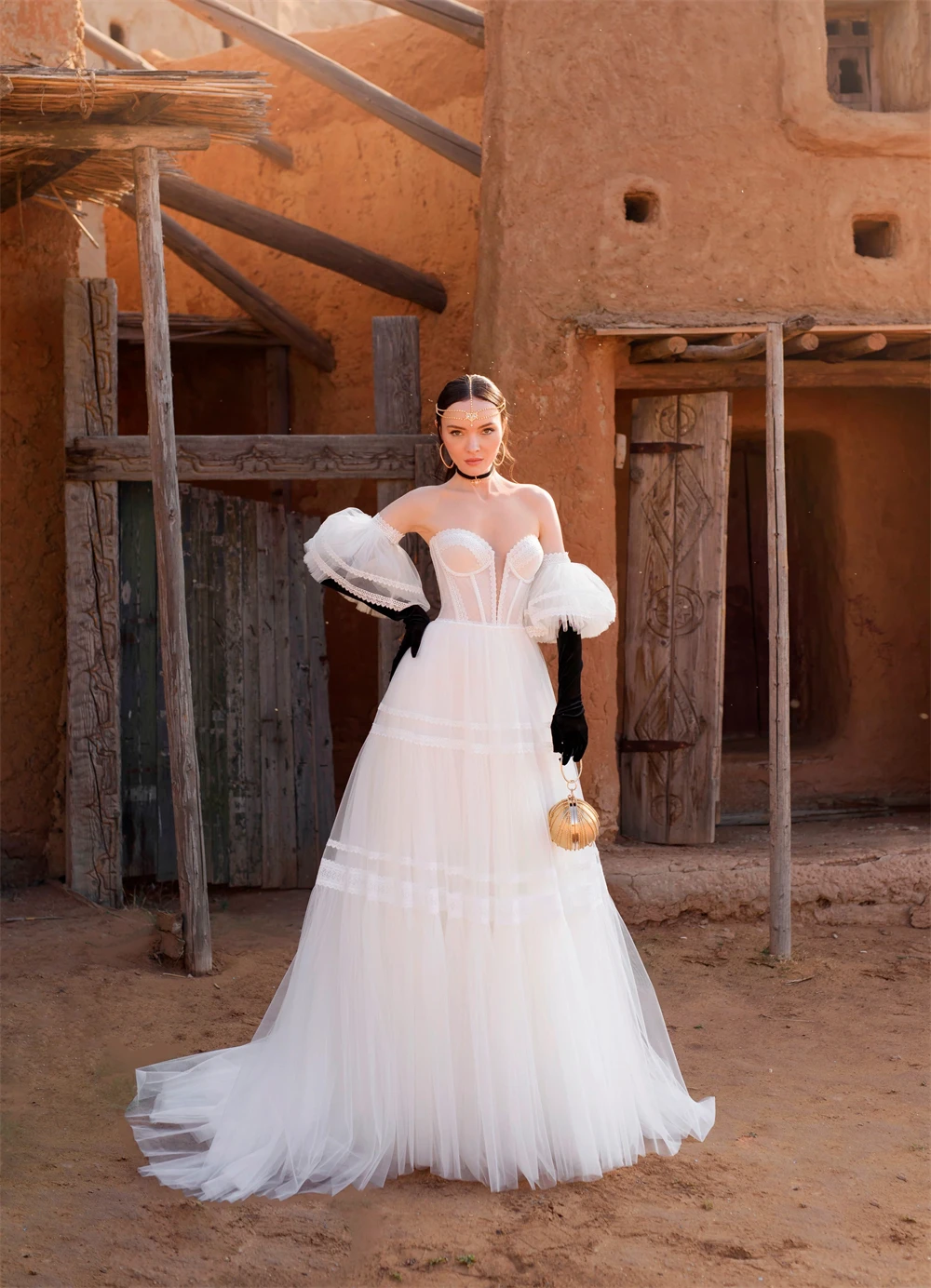 Vestidos De Novia De tul De encaje exquisito personalizados, tren De barrido, vestidos De Novia blancos transparentes, Vestido De Novia De corte en A