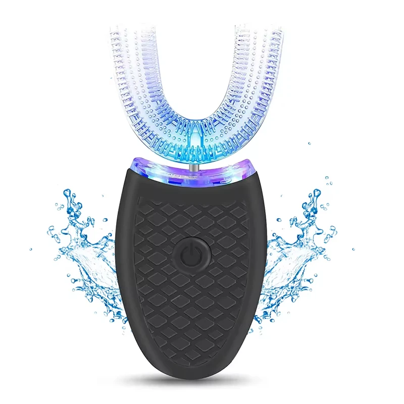 high quality travel portable Waterproof automatic u shape travel food grade silicone head adults kids electric toothbrush