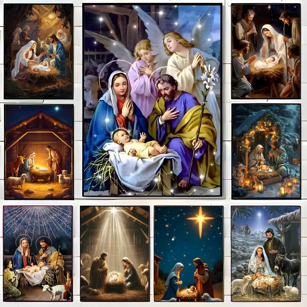 Casual Traditional Serene N-Nativity Scene Poster Wall Art Print Decorative Mural Home Decor Gift Unframed