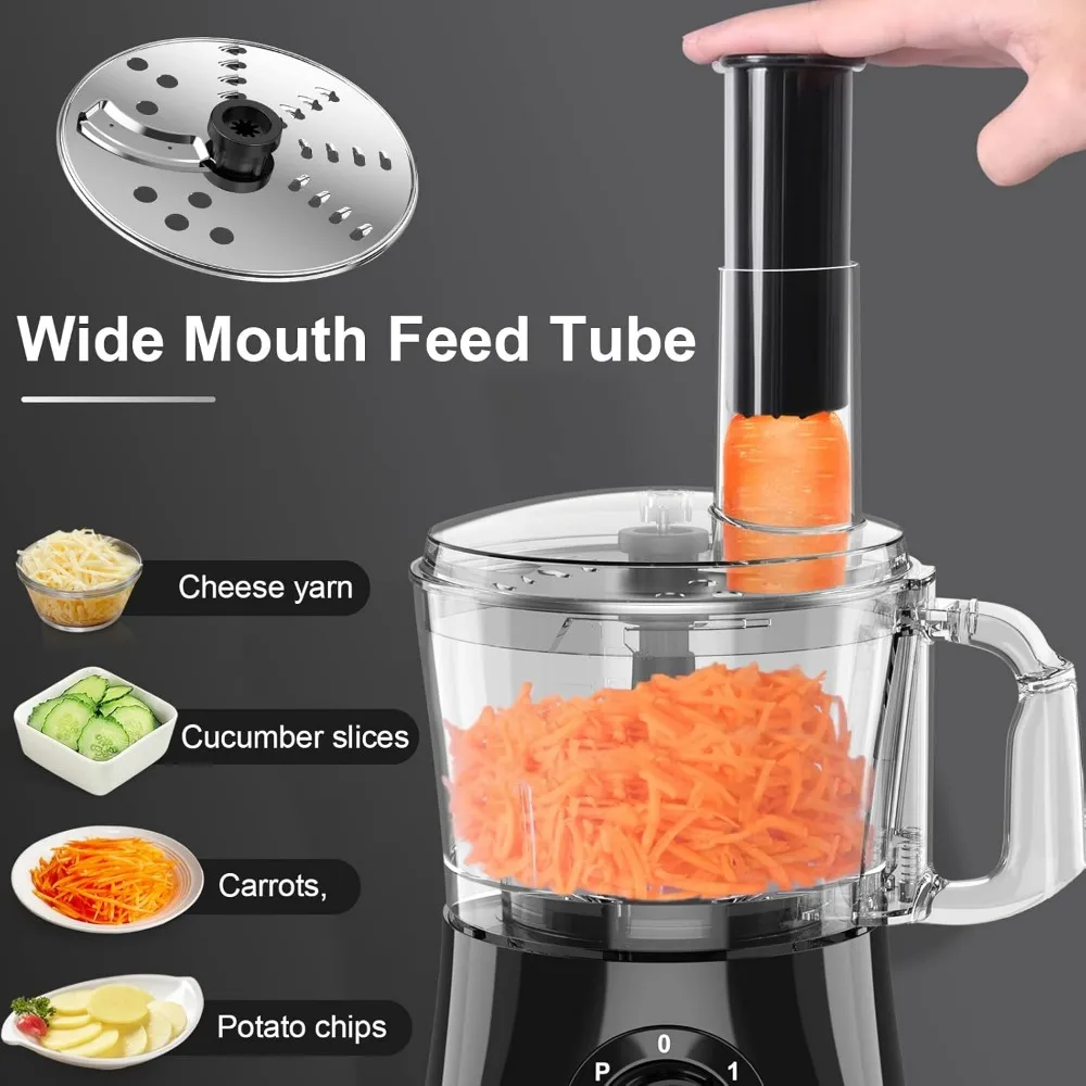 600W Professional Food Processor - 7 Cups, Reversible Discs, Blades for Chopping, Slicing, Purees & Dough