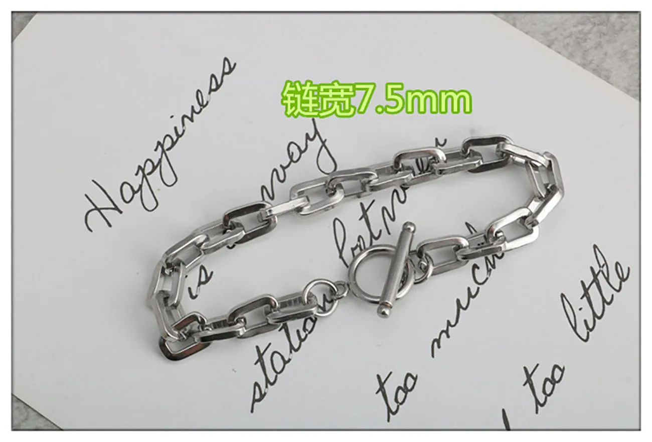 Fashion Long Square OT Buckle Stainless Steel Batch Angle O Word Men And Women Word Buckle Necklace Hot Sale