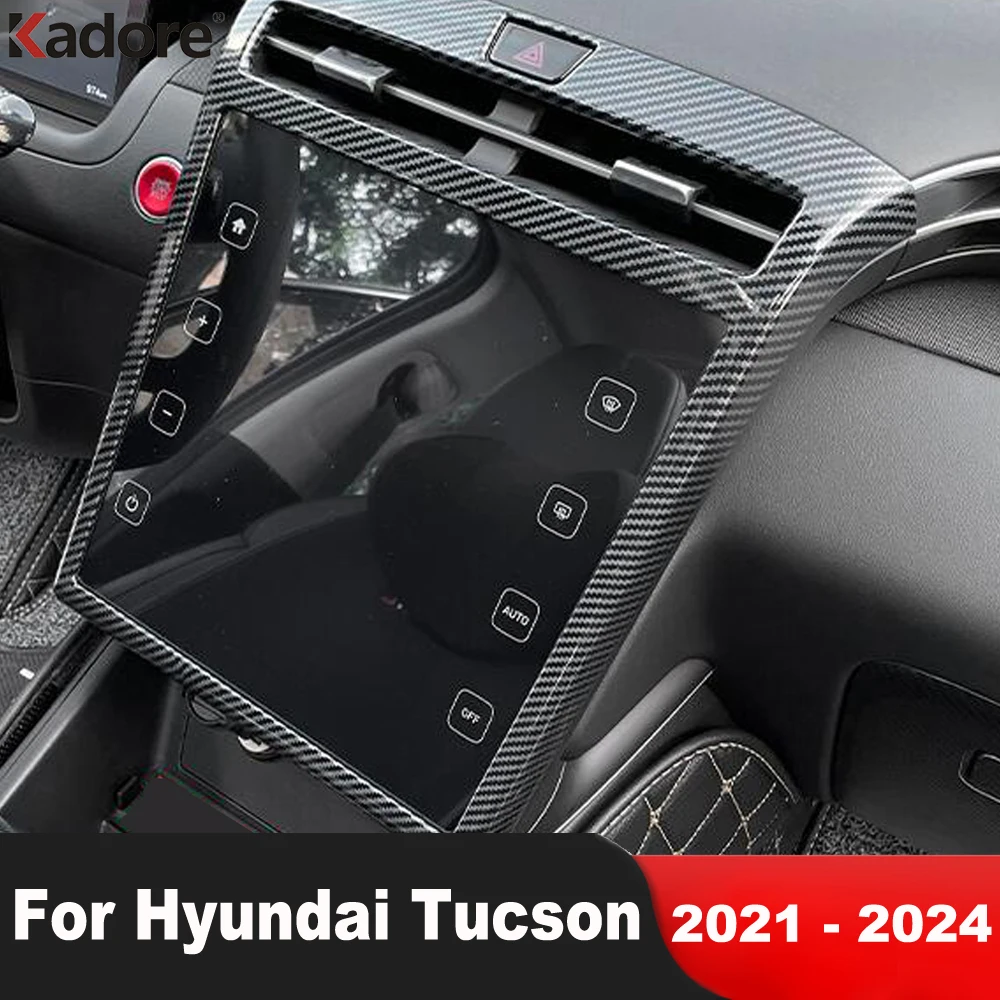 Garniture de couverture de panneau de navigation GPS de console centrale de voiture, fibre de carbone, accessoires intérieurs, Hyundai 4.3, fils, Ntage, 2021, 2022, 2023, 2024