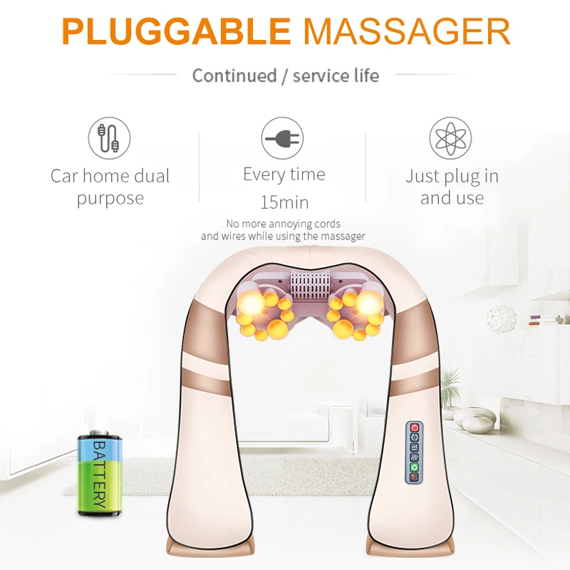 JinKaiRui-Elétrica 3D Shiatsu Massageador Corporal Completo com Terapia de Calor, Amassar Profundo, Portátil, Alívio Da Dor, Pescoço, Costas