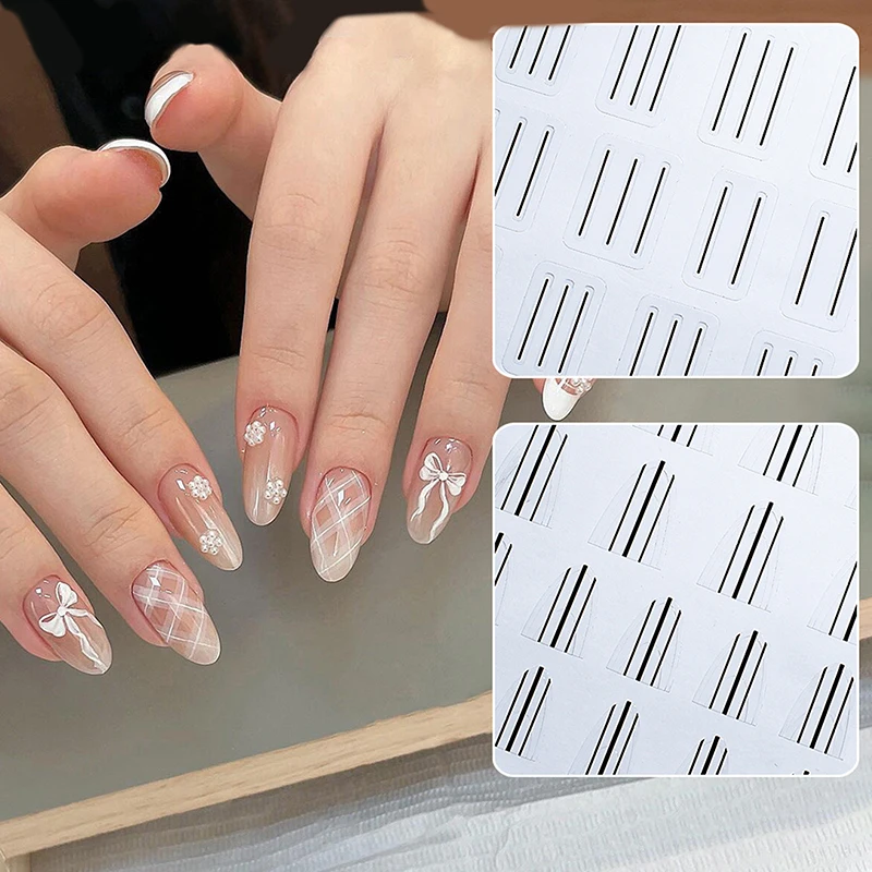 French Manicure Strip Nail Forms Fringe Tip Guides Sticker Diy Wavy Line Nail Art Tips Guides Stickers Stencil Strips Nail Tool