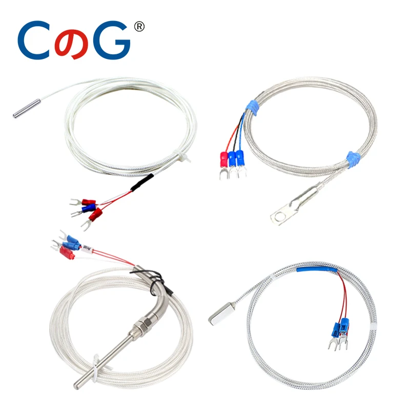 CG PT100 Temperature Sensor Platinum RTD Multitype Probe with High Precision Three-wire PFTE Cable Waterproof and Anti-corrosion