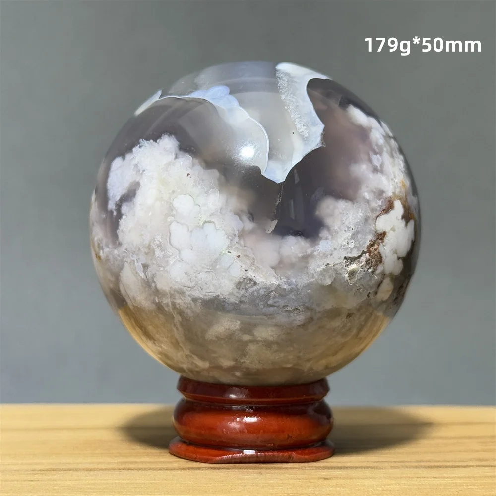 Blue Sakura Agate Ball Natural Quartz Home Energy Feng Shui Decoration Love Gift Beauty Massage Healing Meditation+Base