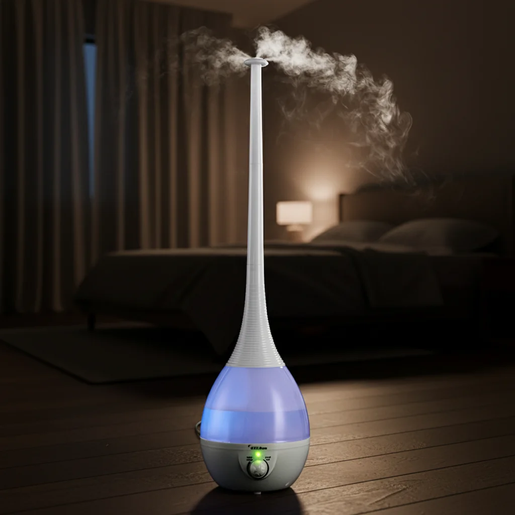 Classic Electric Ultrasonic Humidifier 3L Capacity LED Night Light Essential Oil Cool Mist Knob Control Household Use Plastic
