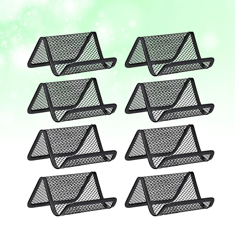 8Pcs Premium Iron Business Card Holder Name Organizer Desktop Metal Case for Business Cards Id Credit Cards Office Home Use
