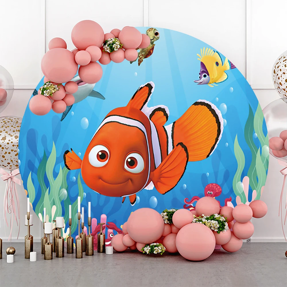 

Disney Finding Nemo Shark Bruce Round Photo Backdrop Backgrounds For Photographs Baby Shower Birthday Party Decoration Photozone