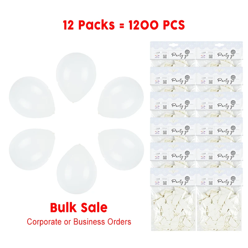 1200 Pieces-10'' White Matte Latex Balloons 100pcs/Pack 12 Packs (1200pcs Total)