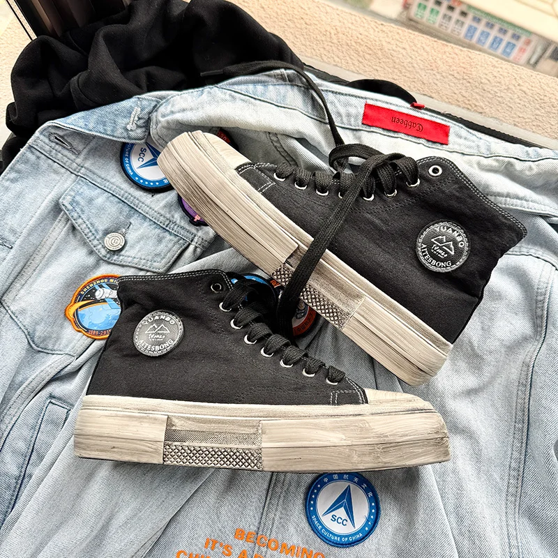 Casual canvas men's shoes Trendy and versatile designer styles Fashion Party Personalized shoes for young people Thick soled view 4