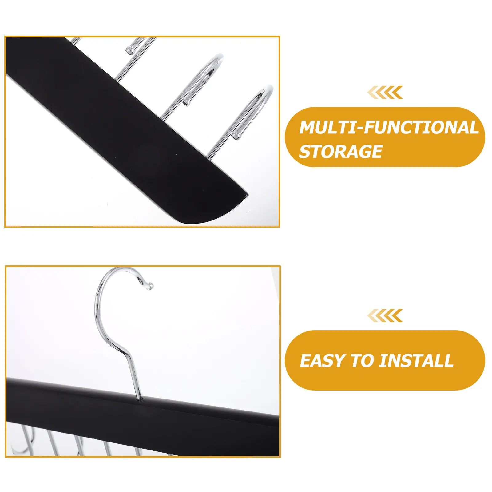 Wooden Pants Hanger with Hooks for Jeans Space Saving Clothes Organizer Heavy Duty Closet Rack Jean Hangers for Closet view 6