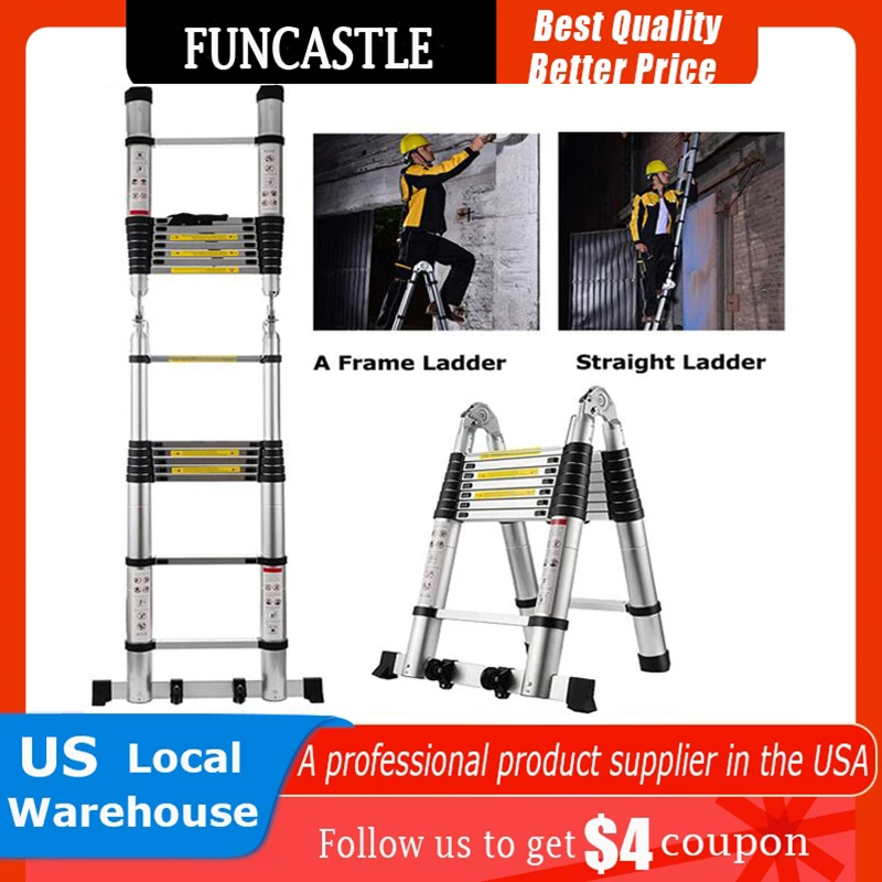 Folding Telescopic Ladder Home Telescoping Extension Ladder Construction Tool Aluminum Multifunction Stilts Step Foldable Ladder