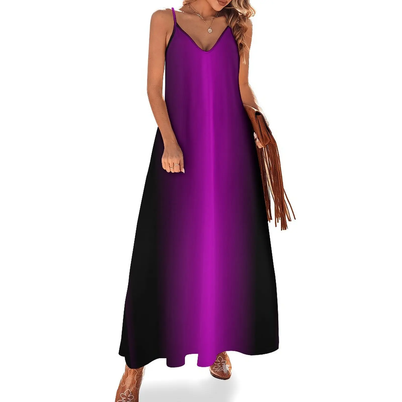 

colour ombre black purple 2 color gradient vertical design Sleeveless Dress dress women summer 2024 summer dress daily