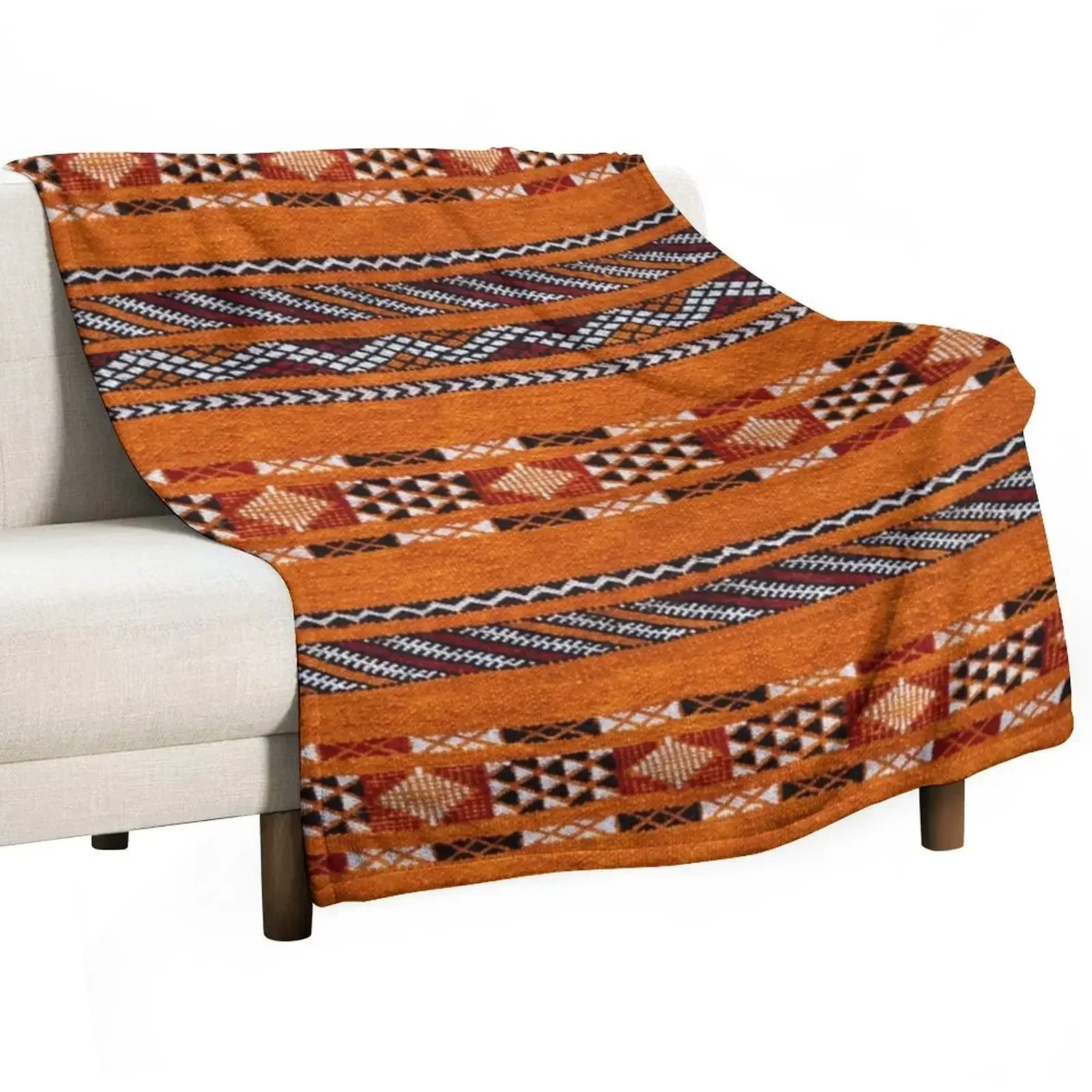 Orange Vintage Moroccan Pattern Throw Blanket for winter Custom Bed covers For Sofa Thin Blankets