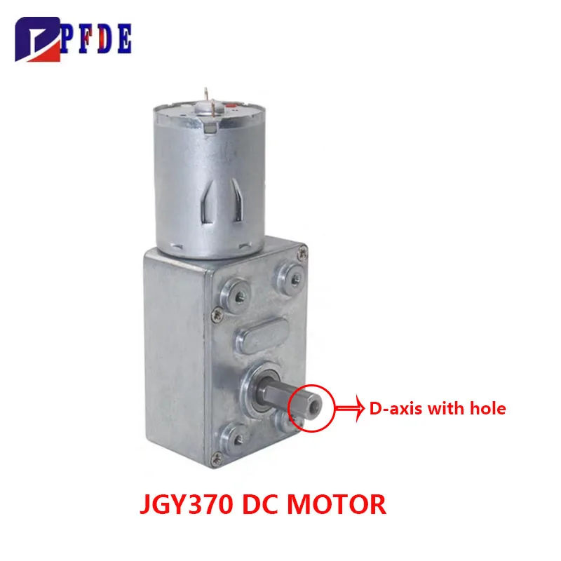 JGY-370 12V/24V DC Worm Gear Motor High Torque Engine Mini Turbine Worm Reducer Motor Self-Locking for DIY Mini Geared Motor