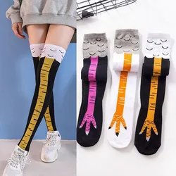 창의적인 닭 발 양말, 재미있는 만화 코튼 스타킹, 무릎 위 양말, 여러 가지 색상 스타킹, 신상