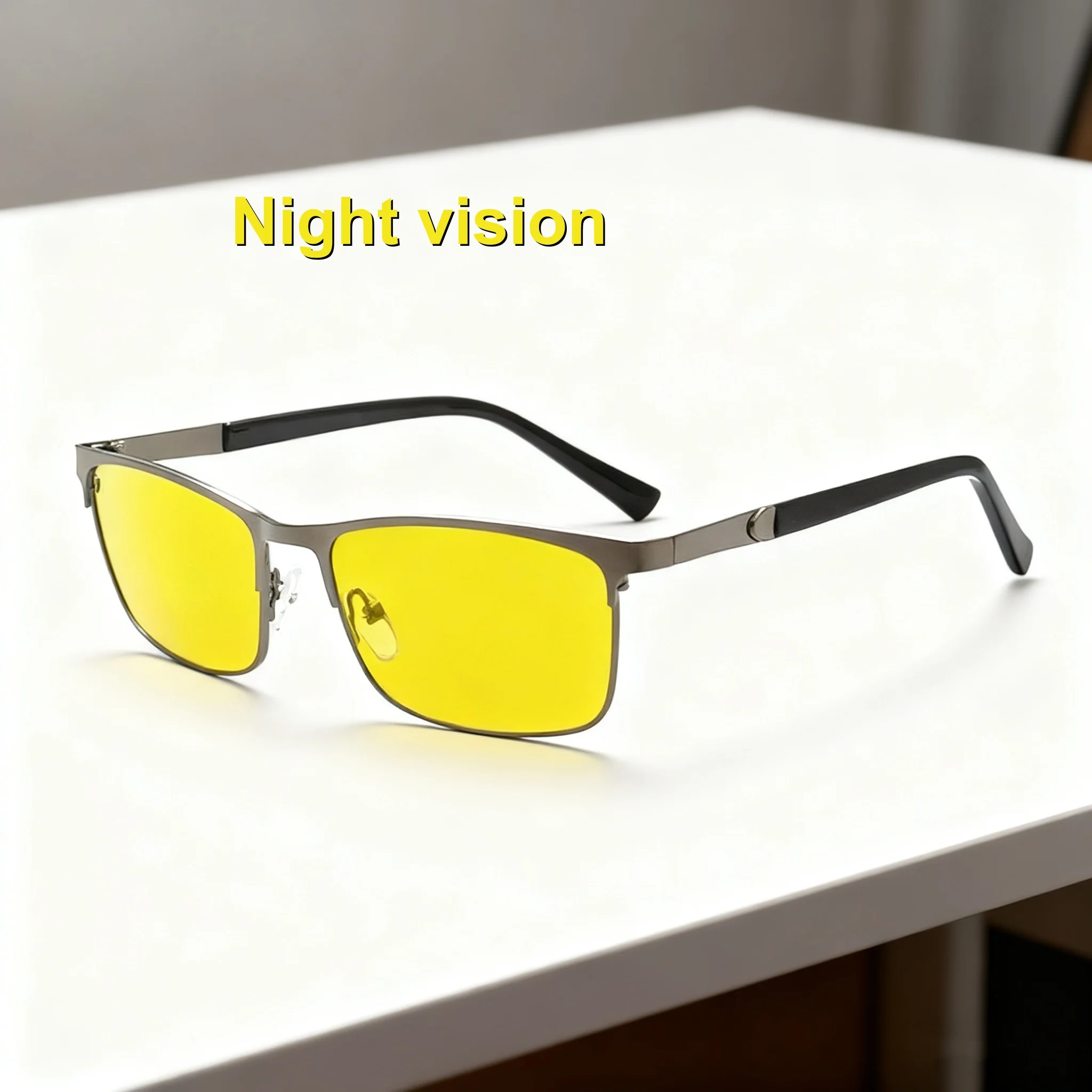 

Business Metal Half Frame Men's Night Vision Glasses Fashionable Ultra Light Neutral High-quality Anti Blue Light Glasses
