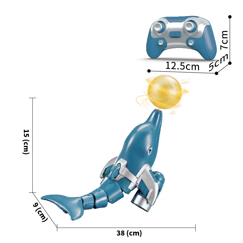 شحن لاسلكي مقاوم للماء للتحكم عن بعد محاكاة دولفين هزاز المروحة المزدوجة لعبة الماء للأولاد