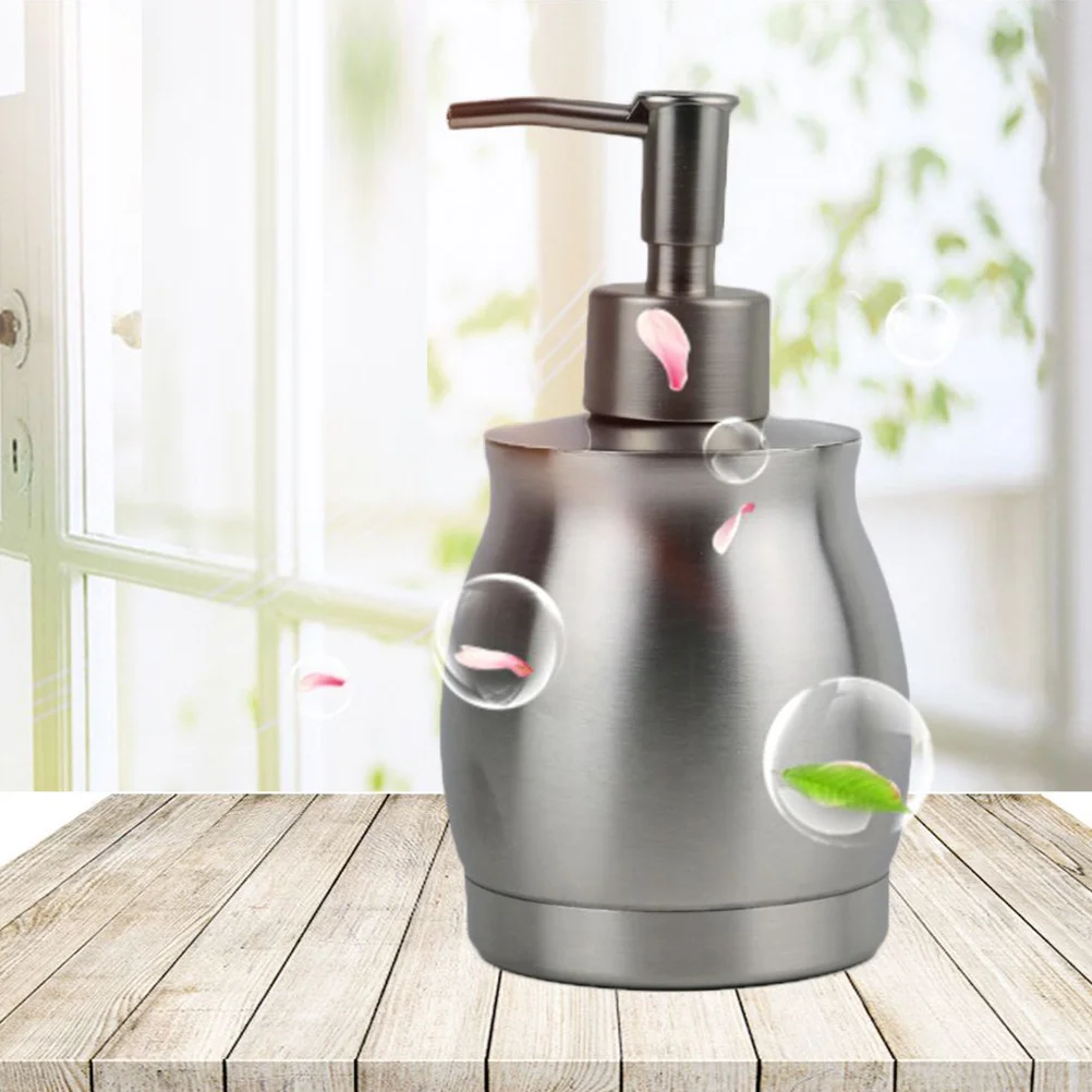 

390Ml Stainless Steel Liquid Soap Dispenser Waterproof Bottom No Sliding Pump Container For Bathroom Shampoo Lotion