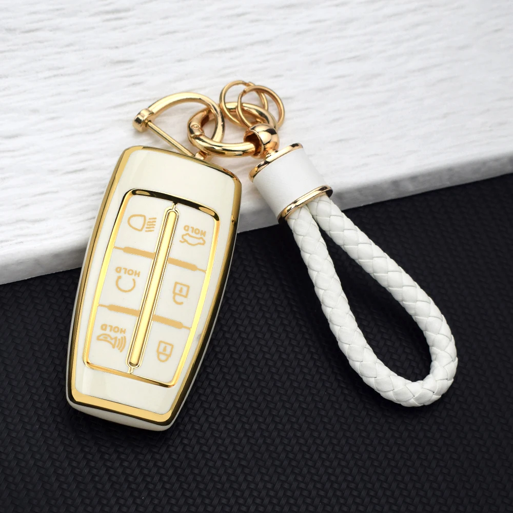 6 Buttons TPU Remote Car Key Cover Case for Hyundai Genesis G80 GV70 GV80 2019 2020 2021 2022 Key Holder Auto Accessories