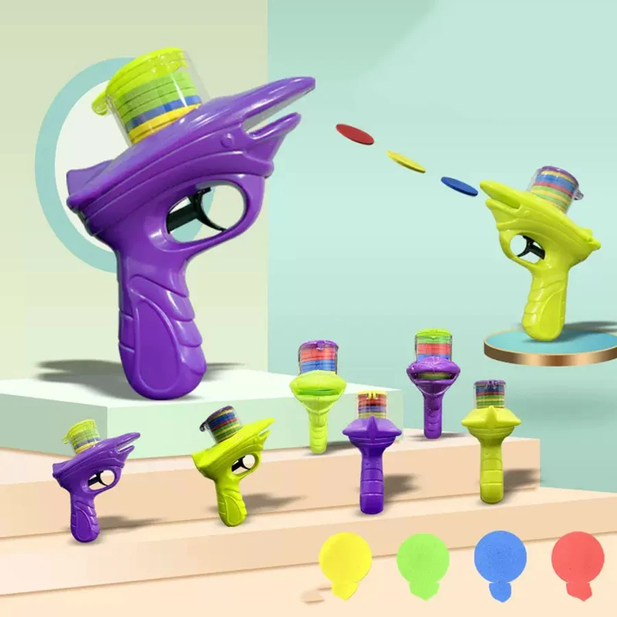 Frisbee a Forma di Carota, Pistola Giocattolo per Bambini, Gioco Rotante da Interno, Interattivo per Esterno, Regalo per Bambini, Lanciatore Innocuo, Giocattolo per Gatti