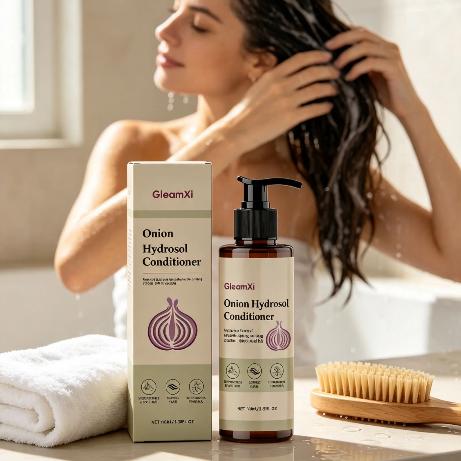 GleamXi Onion Hydrosol Shampoo Powerful Cleaning Repair Damaged Hair Nourishing Scalp Hydration Gentle Hair Care Shampoo 100ml