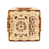 Wooden Building Blocks Safe Box Treasure 3D Wooden Model Locker Kit DIY Coin Bank Mechanical Puzzle DIY Educational Toys