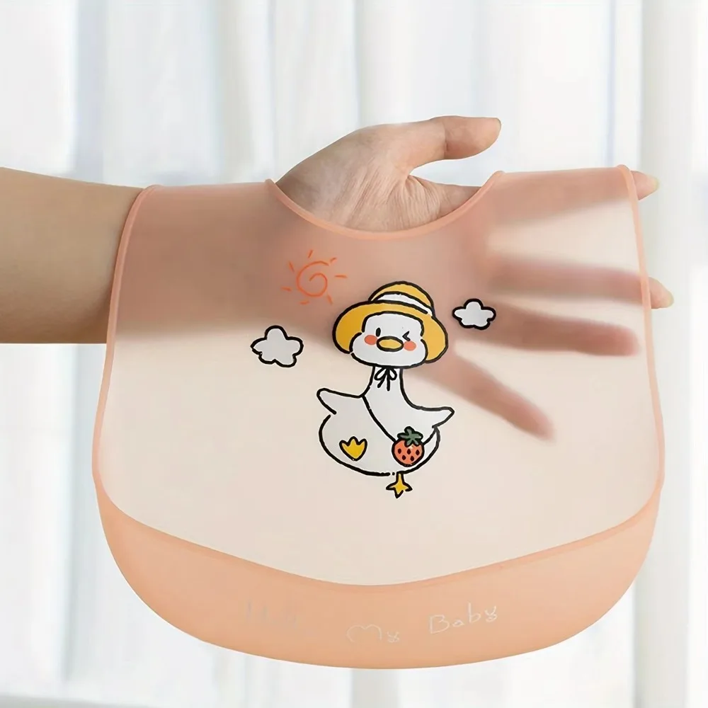 

Cute Cartoon Print Baby Bibs Adjustable Neck Waterproof Baby Feeding Bib Soft Silicone Washable Eating Protector