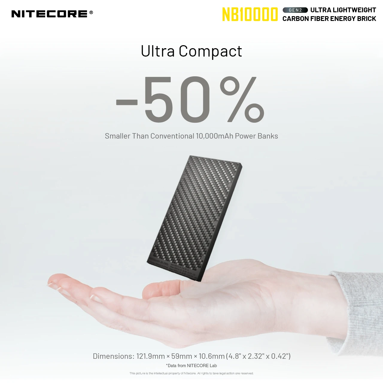 (For outravel) NITECORE NB10000 GEN2 V2.0 Mobile Power Bank Portable Poverbank 10000mAh Carbon Fiber PD/QC3.0 18W Fast Charge