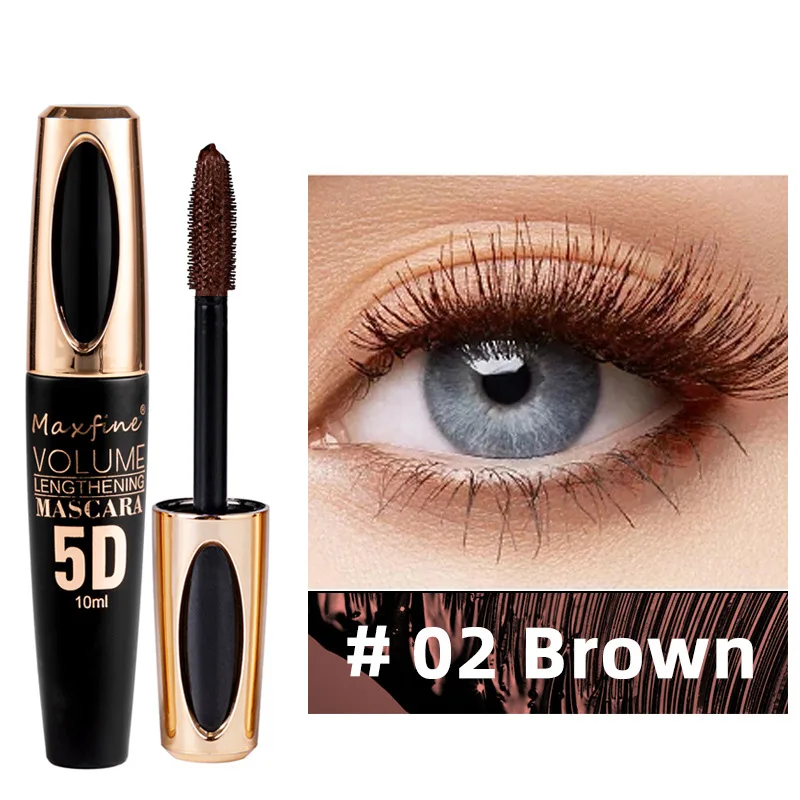 Mascara volume e allungamento Maxfine 5D - Impermeabile, resistente al sudore, sbavature - Prova, allungamento e primer, multicolore, 10 ml