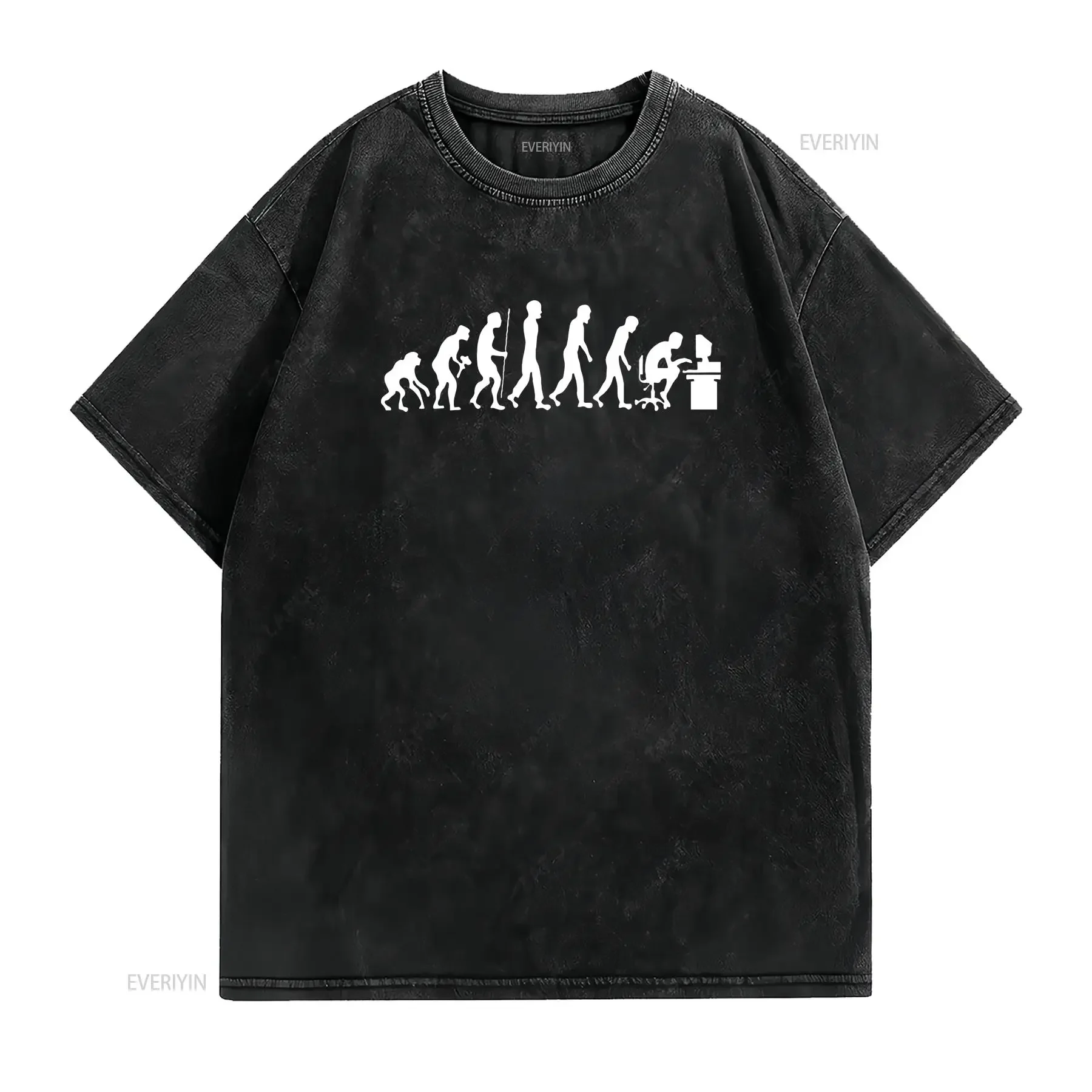 Evolution of Geek funny mens T Shirt computer gamer present gift vintage Washed Casual Breathable fashion Stylish Slightly
