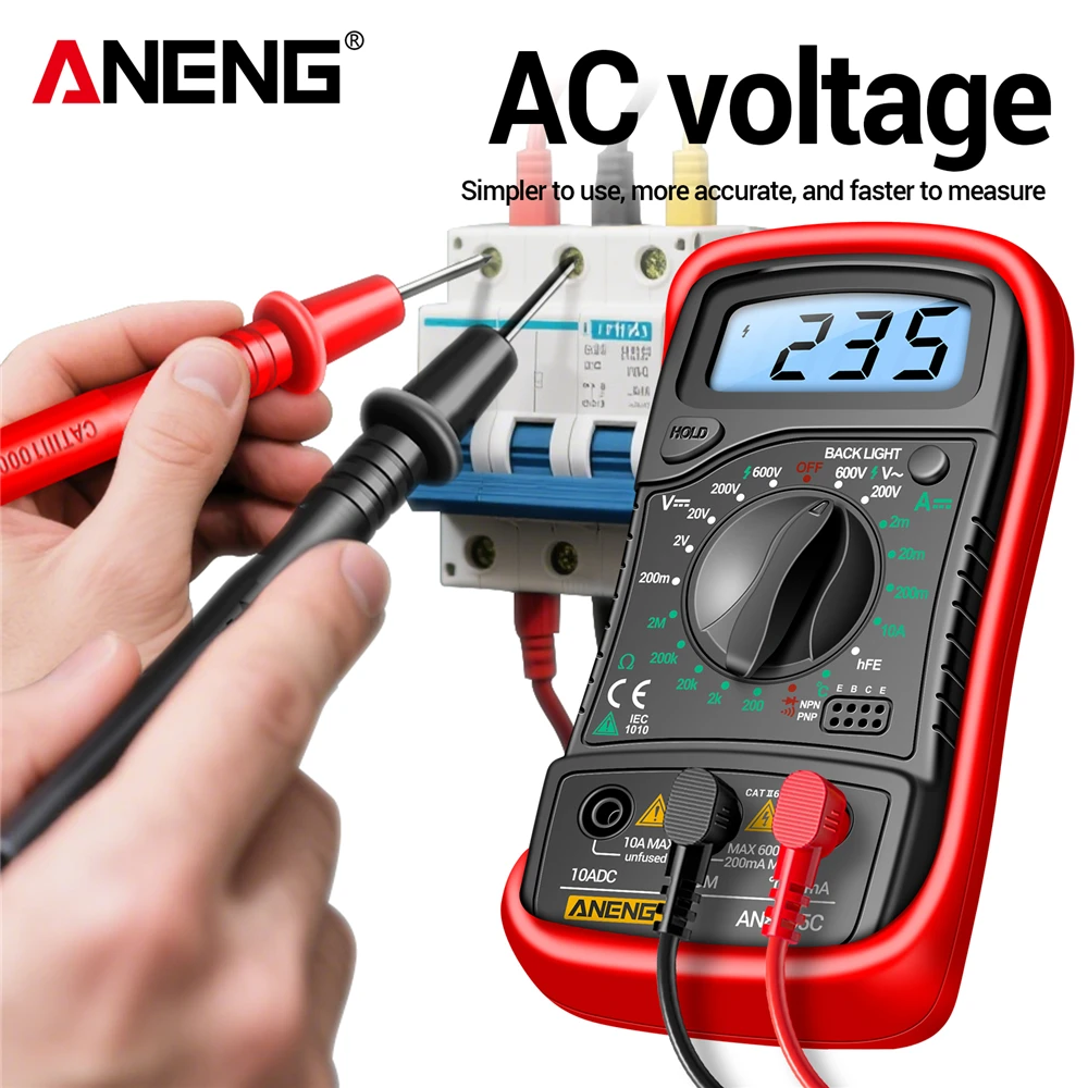 ANENG Professional Digital Multimeter Detector  AC/DC Voltage Meter DC Current Resistance Diode LCD Backlight Electrician Tools