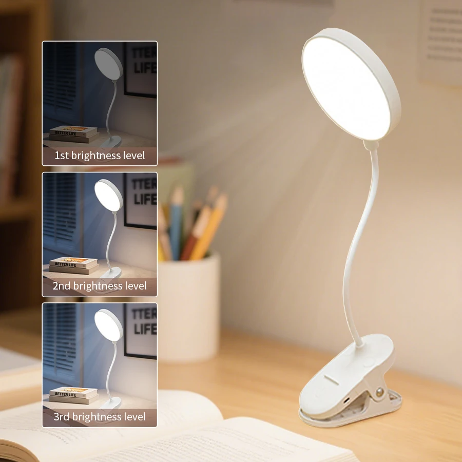 

LED Desk Lamp Rechargeable Clip-on Night Light Touch Dimmable Eye Protection Reading Office Bedroom Bedside Table Study Lamp